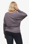 Dolman Longsleeve  - Woman dolman sleeve long sleeve top in warm grey back | Daub & Design