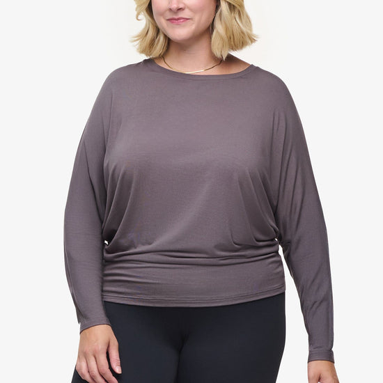 Dolman Longsleeve  - Woman dolman sleeve long sleeve top in warm grey  | Daub & Design
