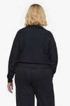 Freedom Half Zip Sweatshirt  - Woman half zip sweatshirt with kangaroo pocket in black back | Daub & Design