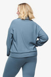 Freedom Half Zip Sweatshirt  - Woman half zip sweatshirt with kangaroo pocket in slate blue back | Daub & Design