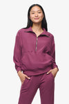 Freedom Half Zip Sweatshirt  - Woman half zip sweatshirt with kangaroo pocket in deep cool pink  | Daub & Design