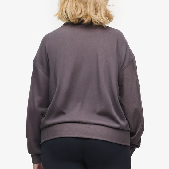 Freedom Half Zip Sweatshirt  - Woman half zip sweatshirt with kangaroo pocket in warm grey back | Daub & Design