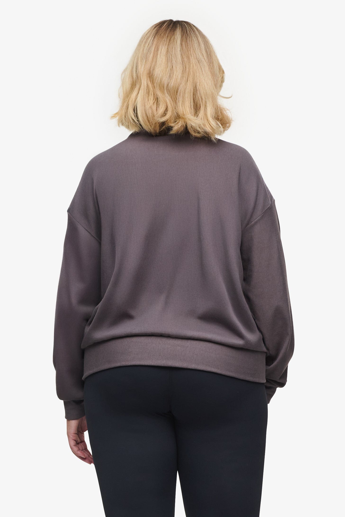 Freedom Half Zip Sweatshirt  - Woman half zip sweatshirt with kangaroo pocket in warm grey back | Daub & Design