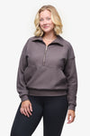 Freedom Half Zip Sweatshirt  - Woman half zip sweatshirt with kangaroo pocket in warm grey  | Daub & Design