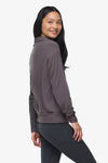 Freedom Half Zip Sweatshirt  - Woman half zip sweatshirt with kangaroo pocket in warm grey side | Daub & Design