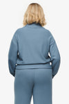 Freedom Quater Zip Sweatshirt  - Woman quarter zip sweatshirt with side pocket in slate blue back | Daub & Design