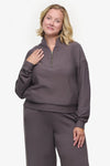 Freedom Quarter Zip Sweatshirt  - Woman Quarter Zip Sweatshirt with side pocket in Grey | Daub & Design 