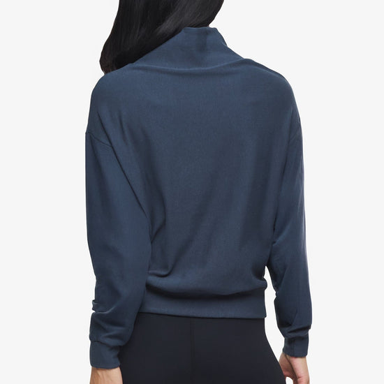 Freedom Quarter Zip Sweatshirt  - Woman Quarter Zip Sweatshirt with side pocket in Grey Blue | Daub & Design 