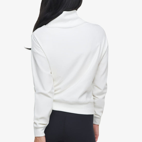 Freedom Quarter Zip Sweatshirt  - Woman Quarter Zip Sweatshirt with side pocket in Ivory | Daub & Design 