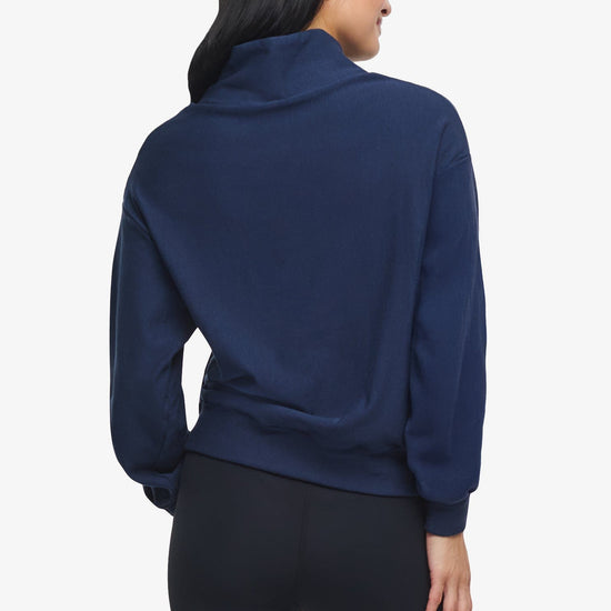 Freedom Quarter Zip Sweatshirt  - Woman Quarter Zip Sweatshirt with side pocket in Navy Blue | Daub & Design 