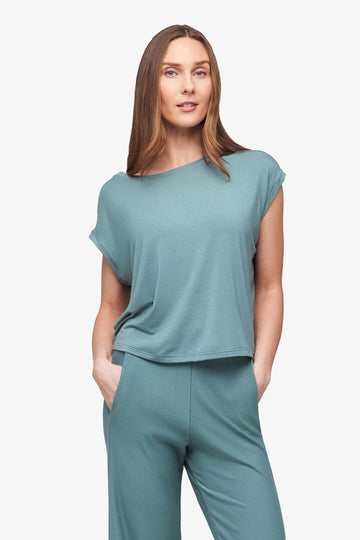 Box Tee - Women's Basic T-Shirt in North Atlantic green - Front | Daub + Design