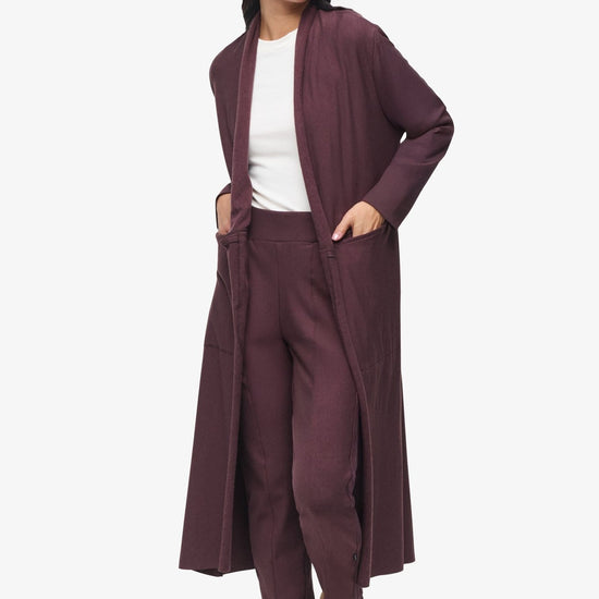 Knox Jacket  - Woman Fleece Long Jacket with pockets in Brown | Daub & Design