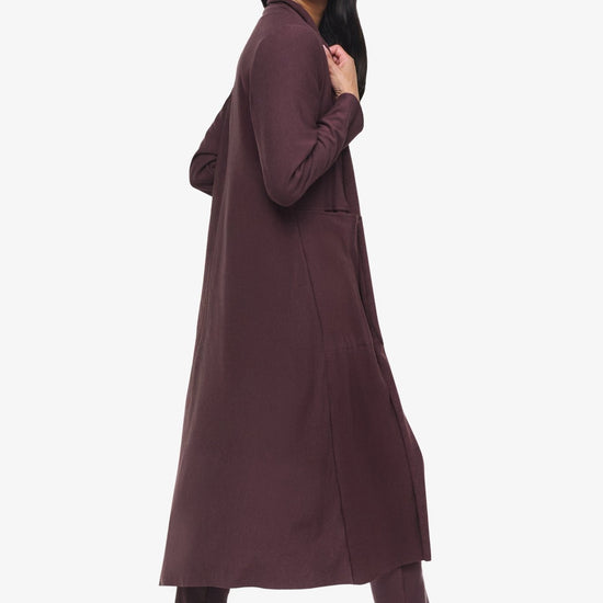 Knox Jacket  - Woman Fleece Long Jacket with pockets in Brown | Daub & Design