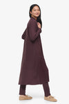 Knox Jacket  - Woman Fleece Long Jacket with pockets in Brown | Daub & Design