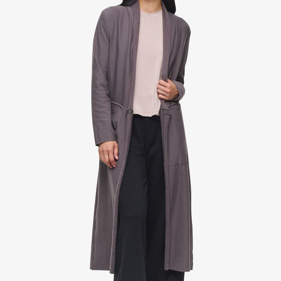 Knox Jacket  - Woman Fleece Long Jacket with pockets in Grey | Daub & Design