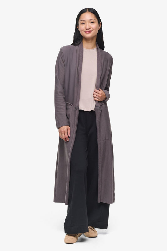 Knox Jacket  - Woman Fleece Long Jacket with pockets in Grey | Daub & Design