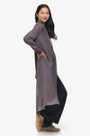 Knox Jacket  - Woman Fleece Long Jacket with pockets in Grey | Daub & Design