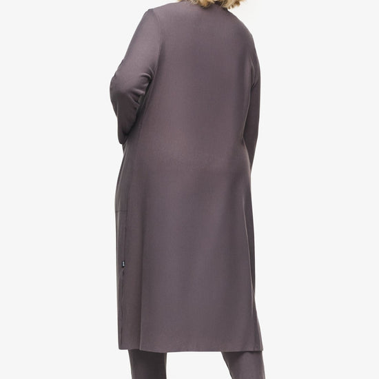 Knox Jacket  - Woman Fleece Long Jacket with pockets in Grey | Daub & Design