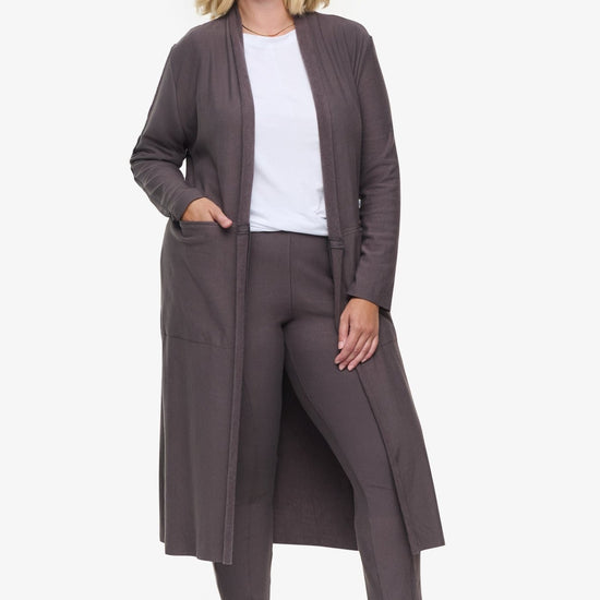 Knox Jacket  - Woman Fleece Long Jacket with pockets in Grey | Daub & Design