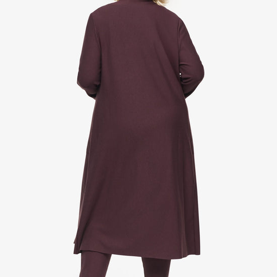 Knox Jacket  - Woman Fleece Long Jacket with pockets in Brown | Daub & Design