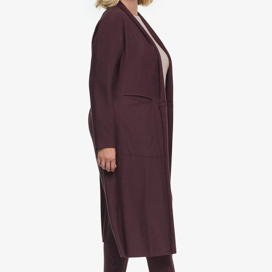 Knox Jacket  - Woman Fleece Long Jacket with pockets in Brown | Daub & Design