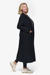 Knox Jacket  - Woman Fleece Long Jacket with pockets in Black | Daub & Design