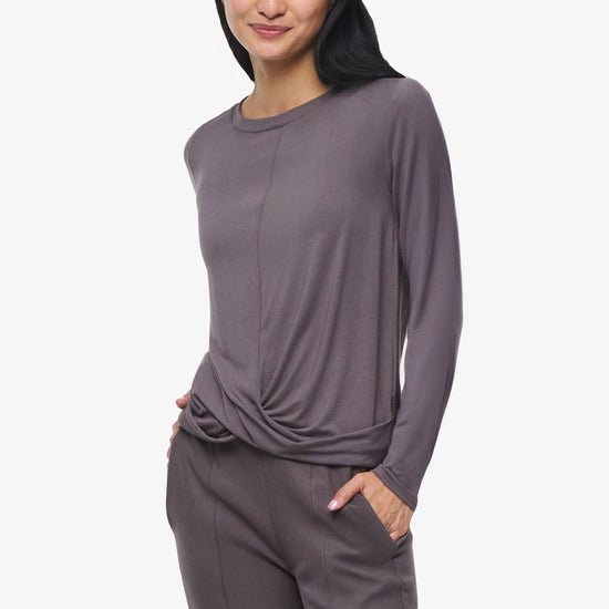 Leilani Longsleeve  - Woman Long Sleeve with twist on the front in Grey | Daub & Design