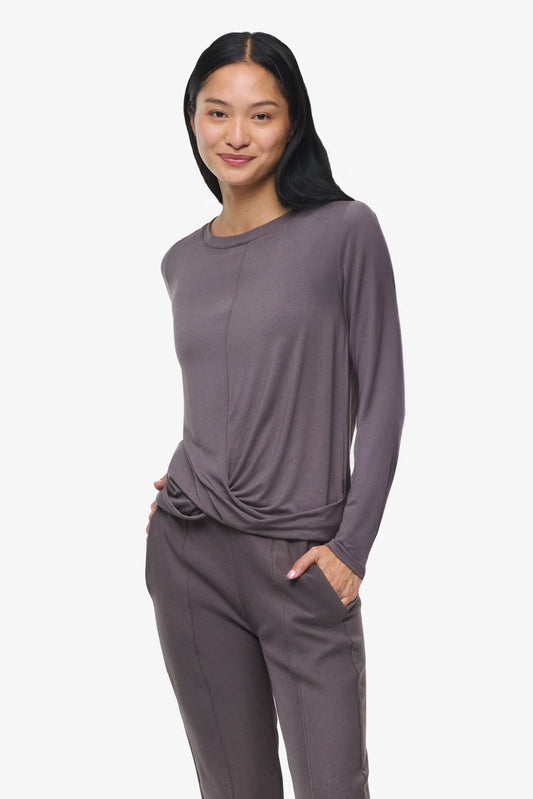 Leilani Longsleeve  - Woman Long Sleeve with twist on the front in Grey | Daub & Design