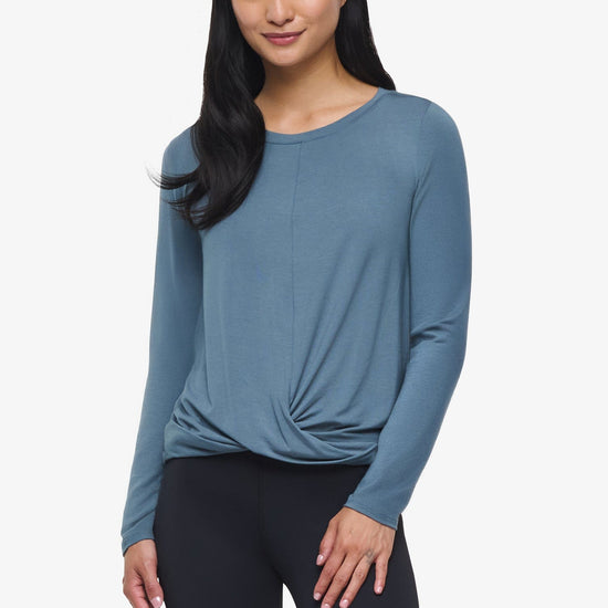 Leilani Longsleeve  - Woman Long Sleeve with twist on the front in Blue Basalt | Daub & Design