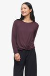 Leilani Longsleeve  - Woman Long Sleeve with twist on the front in Blue Brown | Daub & Design