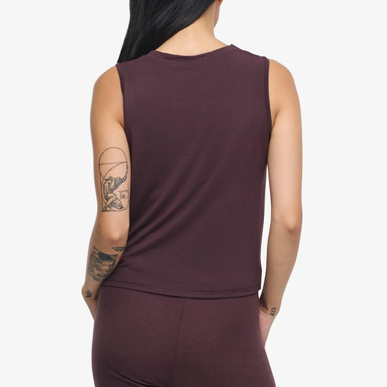 Leilani Tank  - Woman tank with twist on the front in Brown |  Daub & Design