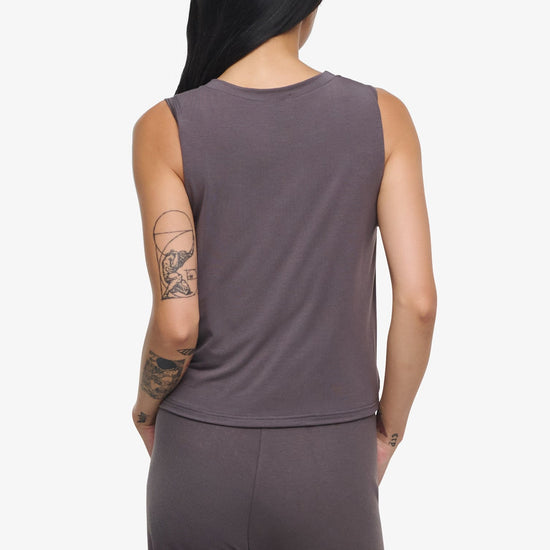 Leilani Tank  - Woman tank with twist on the front in Grey | Daub & Design
