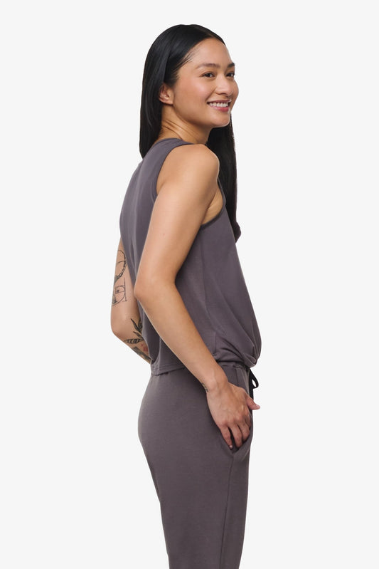 Leilani Tank  - Woman tank with twist on the front in Grey | Daub & Design