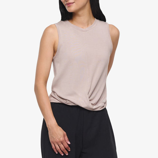 Leilani Tank  - Woman tank with twist on the front in Beige |  Daub & Design