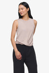 Leilani Tank  - Woman tank with twist on the front in Beige |  Daub & Design