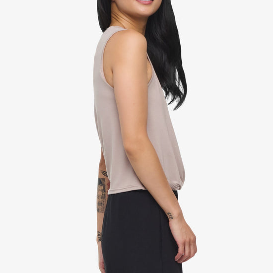 Leilani Tank  - Woman tank with twist on the front in Beige | Daub & Design