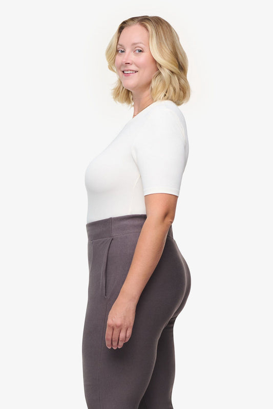 Ribbed Tee - Woman Ribbed Fitted T-shirt in Ivory | Daub & Design