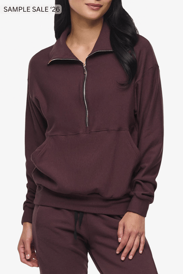 freedom half zip sweatshirt in cacao - small [sample] #206