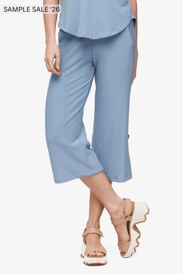 freedom wide leg crop in coastal blue - medium [sample] #856