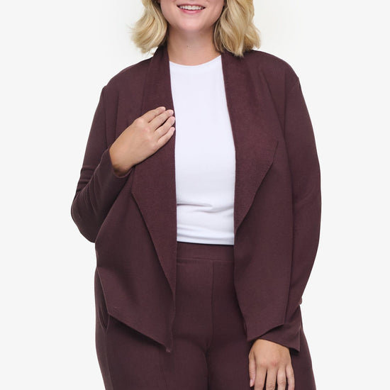 Sloane Jacket  - Woman Fleece open Jacket in Brown | Daub & Design