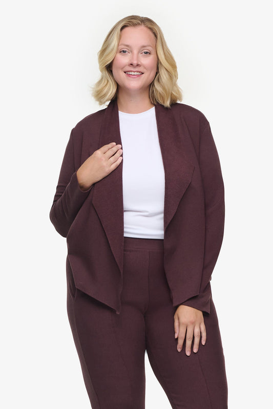 Sloane Jacket  - Woman Fleece open Jacket in Brown | Daub & Design