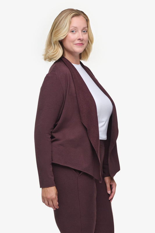Sloane Jacket  - Woman Fleece open Jacket in Brown | Daub & Design