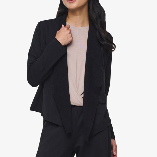 Sloane Jacket  - Woman Fleece open Jacket in Black | Daub & Design