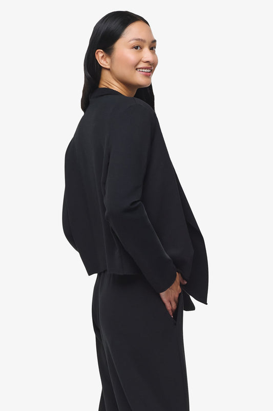 Sloane Jacket  - Woman Fleece open Jacket in Black | Daub & Design