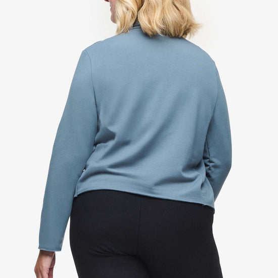 Sloane Jacket  - Woman Fleece open Jacket in Blue Basalt | Daub & Design
