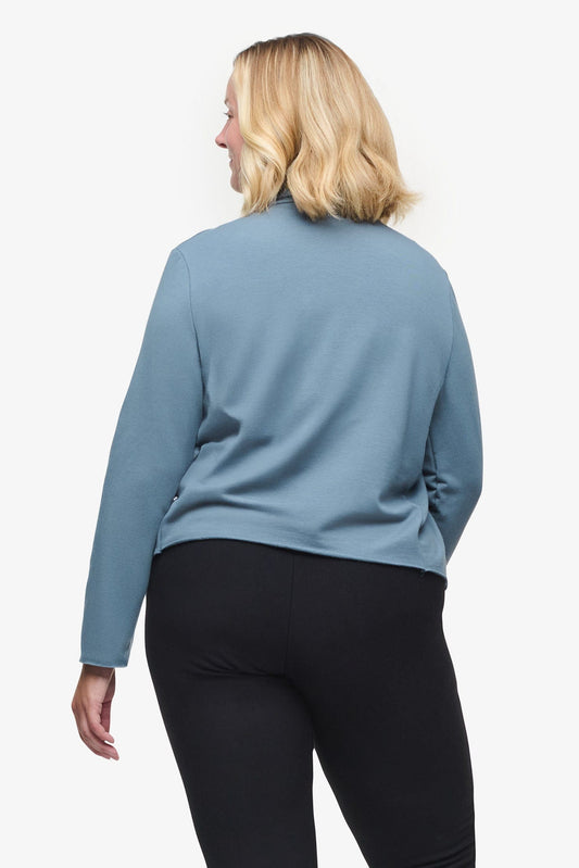 Sloane Jacket  - Woman Fleece open Jacket in Blue Basalt | Daub & Design