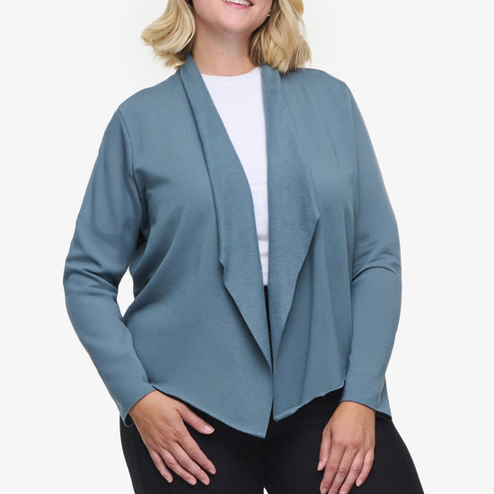 Sloane Jacket  - Woman Fleece open Jacket in Blue Basalt | Daub & Design