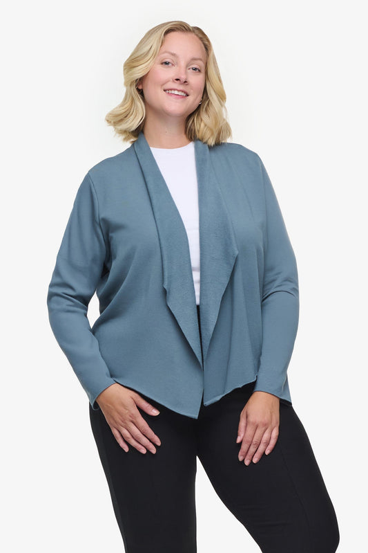 Sloane Jacket  - Woman Fleece open Jacket in Blue Basalt | Daub & Design