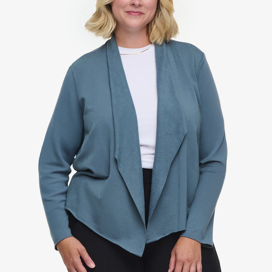 Sloane Jacket  - Woman Fleece open Jacket in Blue Basalt | Daub & Design