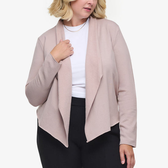 Sloane Jacket  - Woman Fleece open Jacket in Beige | Daub & Design